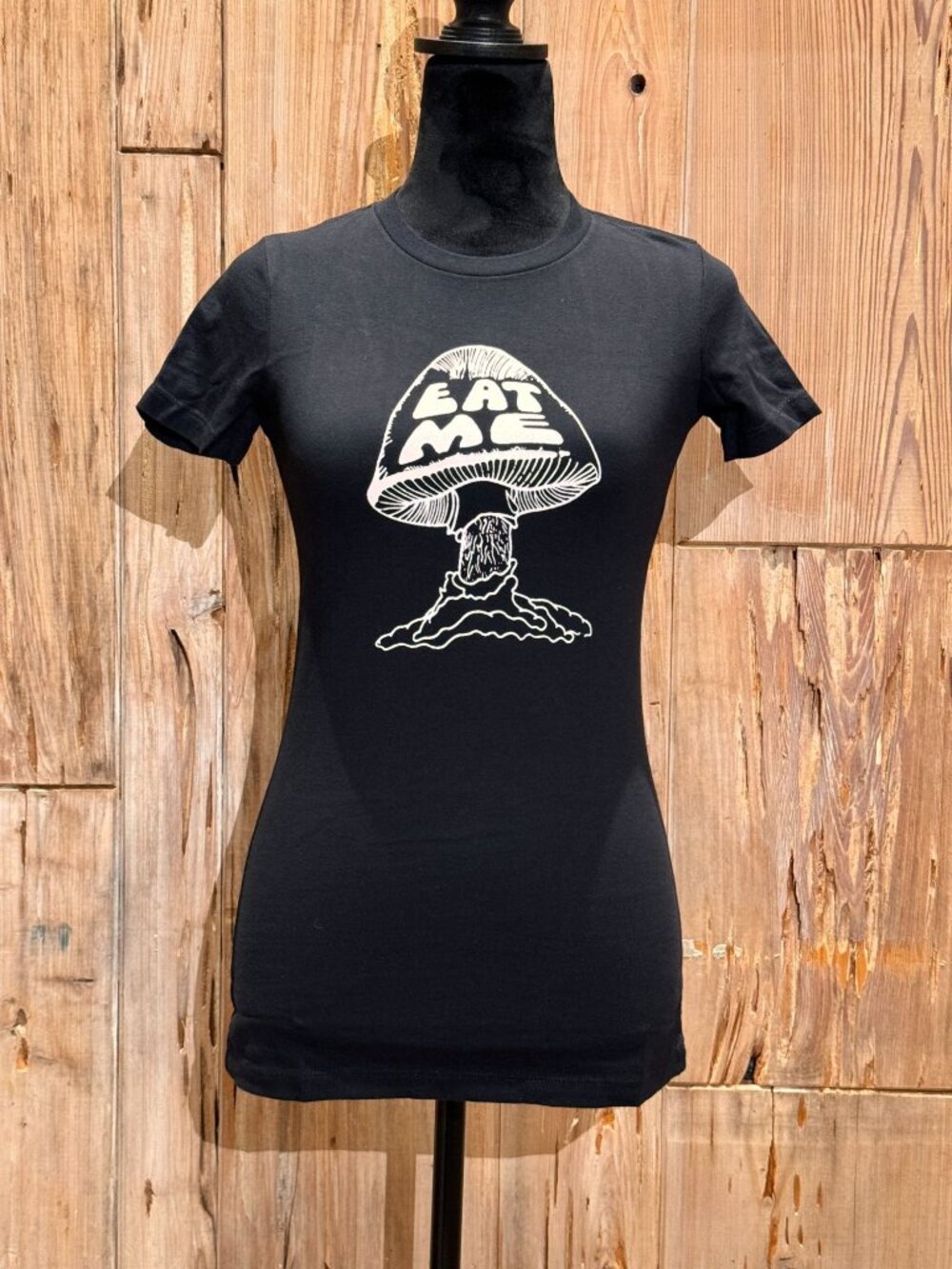 24hr Laundry Womens Black Babydoll T-Shirt "Eat Me" Graphic Small